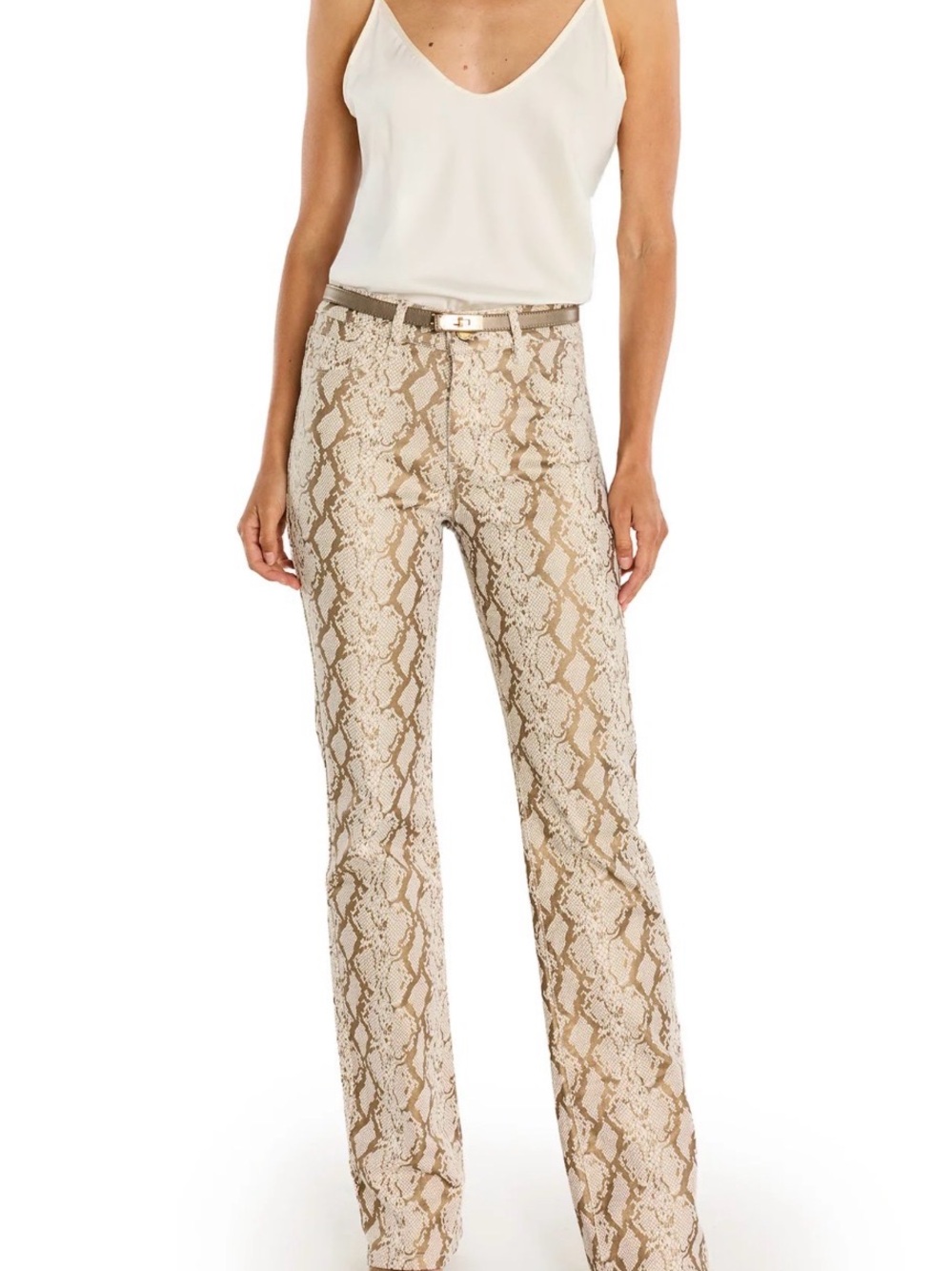 Noli Aria Coated Flare Jean - Gold Python - Picture 4 of 8